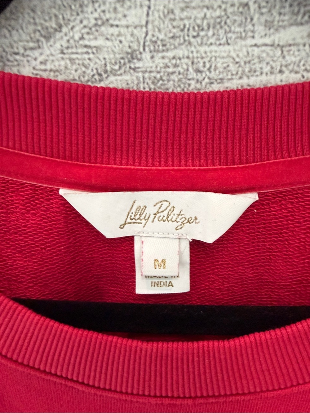 Lilly Pulitzer Hot Pink Crewneck Sweatshirt with Crystal Bow Accents - Picture 2 of 5